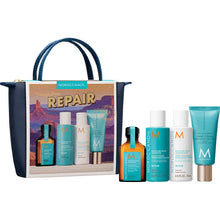 Load image into Gallery viewer, Moroccanoil repair product set with a tote bag on a white background